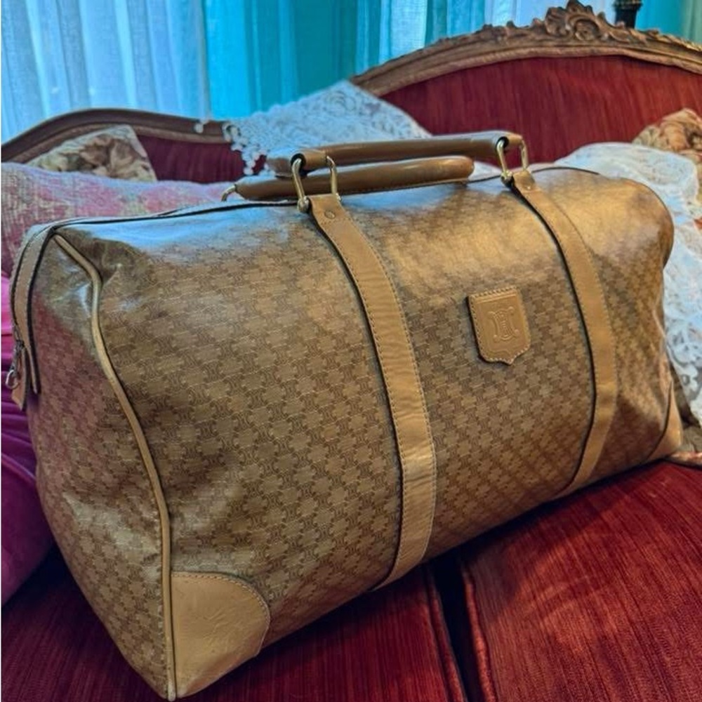 Celine Tan and Brown Duffel‎ Bag